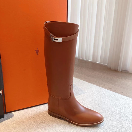 Hermes Brown Leather Boots Shoes