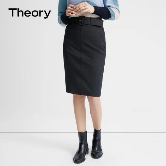 Theory Black Back Slit Mini Skirt