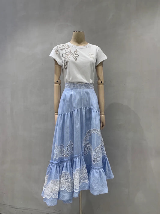 Ermanno Scervino Blue Lace Patchwork Skirt