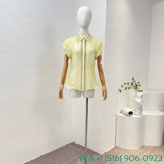 Zimmermann Yellow Short Sleeve Diamonds Shirt