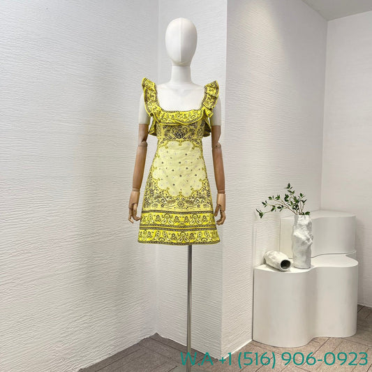 Zimmermann Yellow Flouncing Ruffle Mini Dress