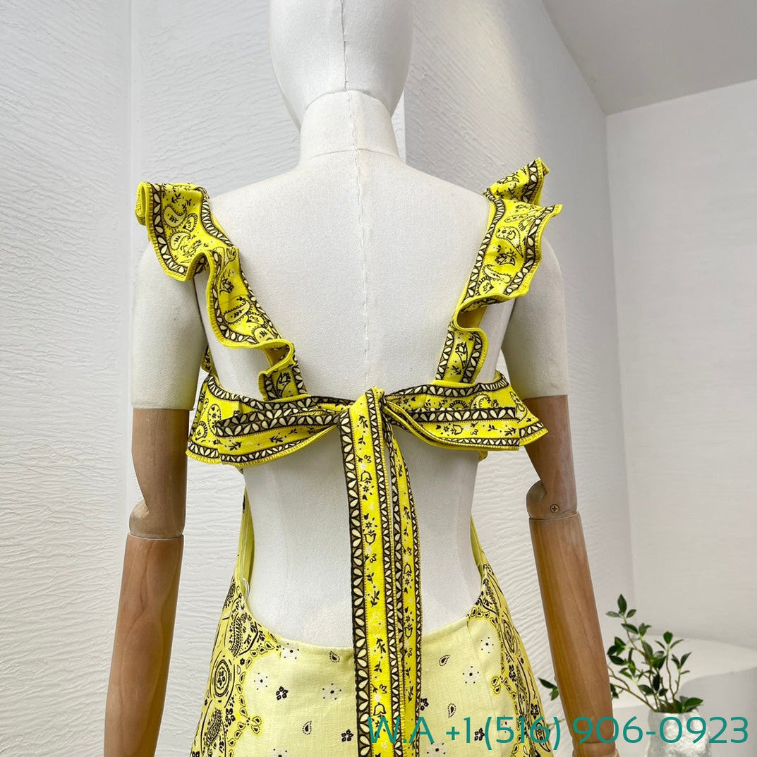 Zimmermann Yellow Flouncing Ruffle Mini Dress