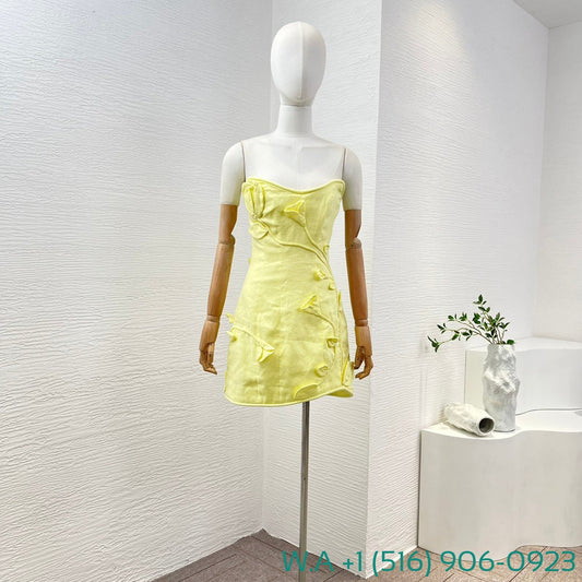 Zimmermann Yellow Three-dimensional Rose Mini Dress