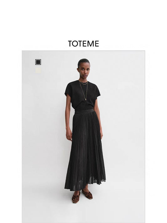 Toteme Black See Through Pleated Skirt