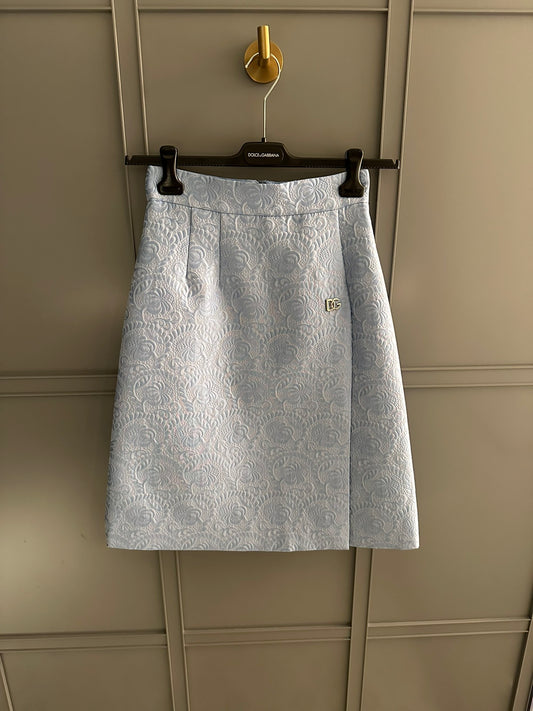 Blue Jacquard Skirt